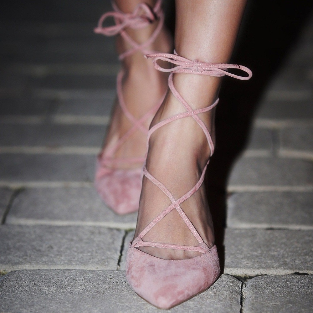 Free People Andrea Kitten Heal Pink Suede